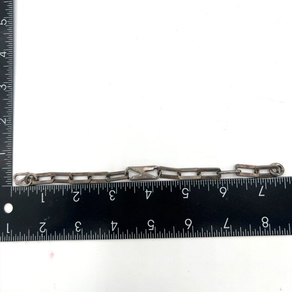 Handmade Sterling Silver Link Bracelet 6.75” Artisan Industrial Modernist - Picture 10 of 13